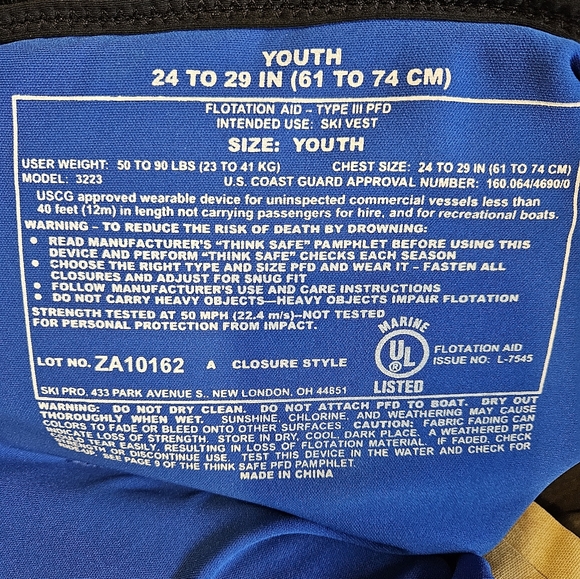 HO Sports youth life jacket 50-90 lbs - Picture 5 of 8